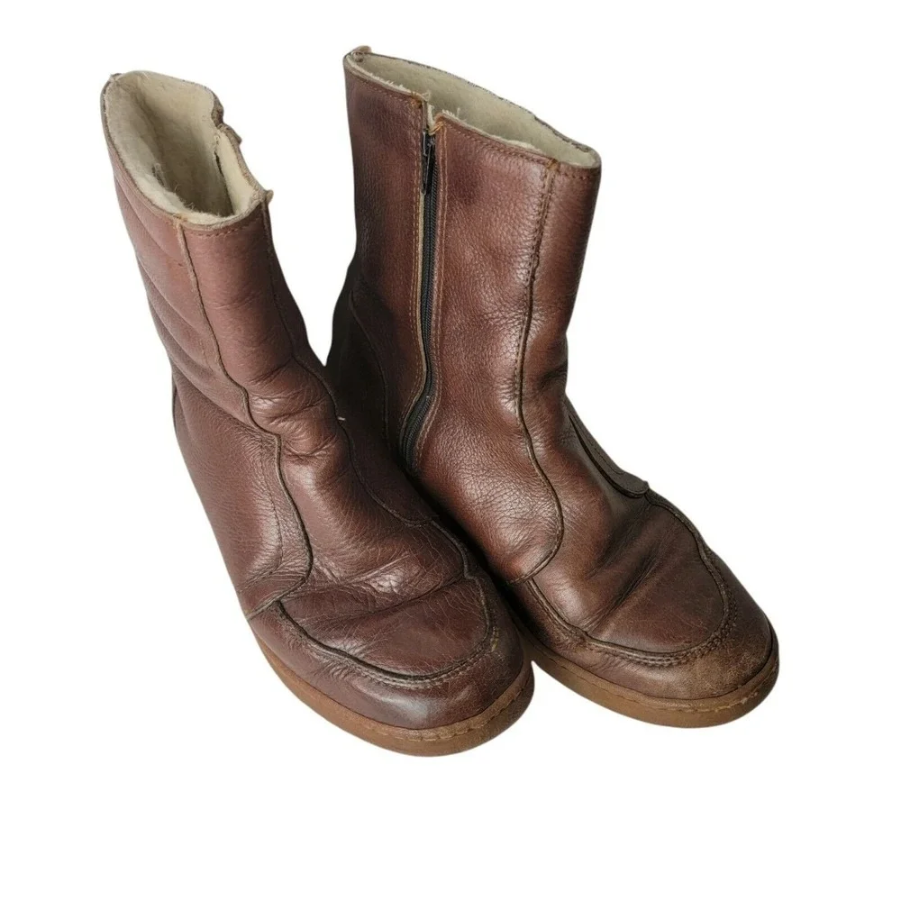 Vintage BATES Floaters Boots 9.5 M Brown Leather‎ Boots Wool Lining